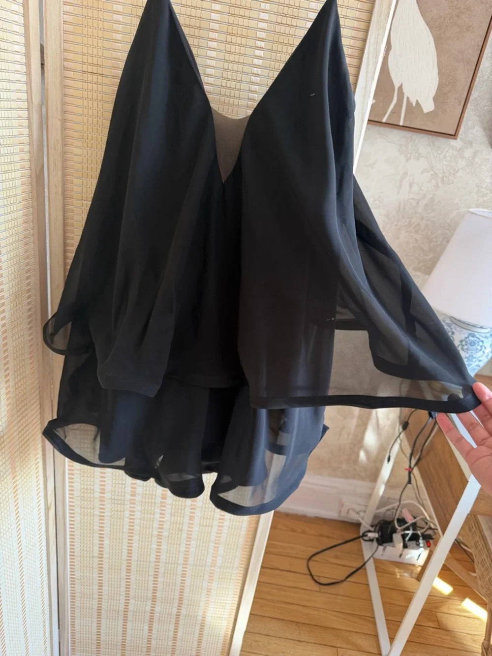 Black Ruffled Mini Dress - Picture 4 of 8